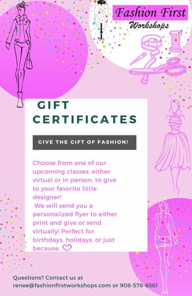 Gift Certificates flyer to give gift certificates for kids and teens