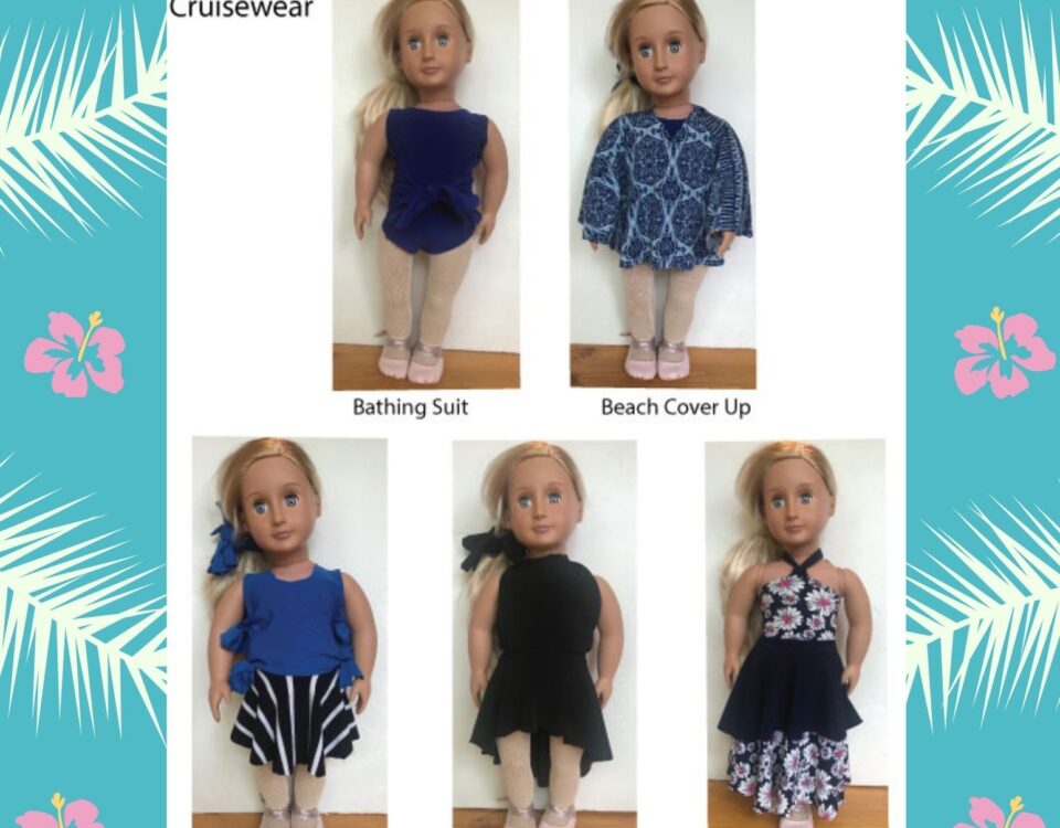 Flyer displaying the cruise doll fashion collection pieces.