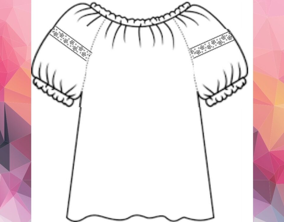 Photo showing a sketch of the peasant top